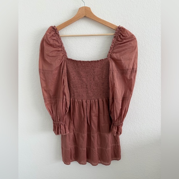 Reformation Dunes Square Neck Smocked Mini Dress size 4 - Picture 2 of 7